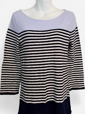 J. Crew Lightweight Sweater, Light Blue and Navy & White Striped, Size Small
